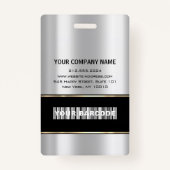 Barcode Fotonaam ID Kaart Verticaal metaal grijs Badge (Achterkant)