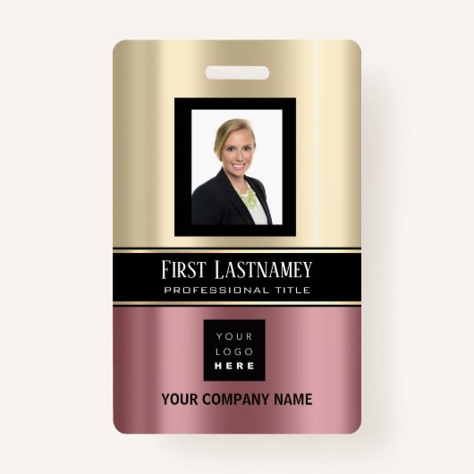 Barcode Fotonaam ID Kaart Verticaal Roos Gold Sepi Badge (Voorkant)