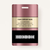 Barcode Fotonaam ID Kaart Verticaal Roos Gold Sepi Badge (Achterkant)