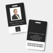 Barcode Fotonaam ID Kaart Verticaal zwart wit Badge (Voor- en achterkant)
