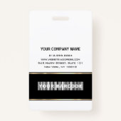 Barcode Fotonaam ID Kaart Vertical Gold White Badge (Achterkant)
