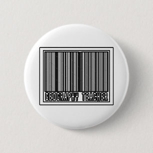 Barcode Geografie Leraar Ronde Button 5,7 Cm