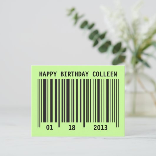 Barcode Happy Birthday briefkaart (Staand voorkant)