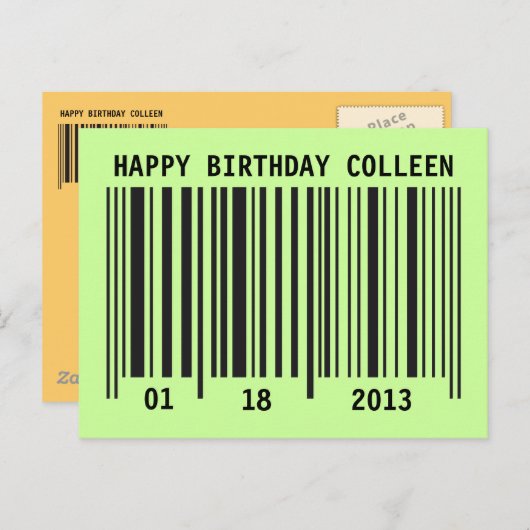 Barcode Happy Birthday briefkaart (Voorkant / Achterkant)