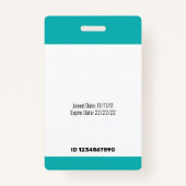 Barcode ID Foto Sjabloon Blauwgroen Groen medisch  Badge (Achterkant)