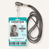 Barcode ID Foto Sjabloon Blauwgroen Groen medisch  Badge (Voorkant met draagriem)