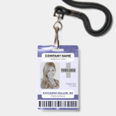 Barcode ID Foto Sjabloon Paarse blauwe marmerzuste Badge (Voorzijde met lanyard)