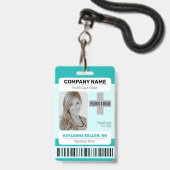 Barcode ID-foto sjabloon Teal groen medisch person Badge (Voorzijde met lanyard)