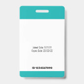 Barcode ID-foto sjabloon Teal groen medisch person Badge (Achterkant)