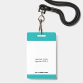 Barcode ID-foto sjabloon Teal groen medisch person Badge (Achterkant met lanyard)