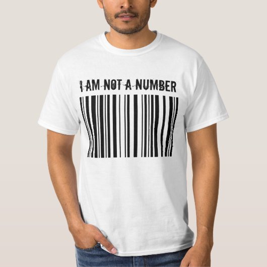 BARCODE, IK BEN GEEN NUMMER T-SHIRT (Voorkant)