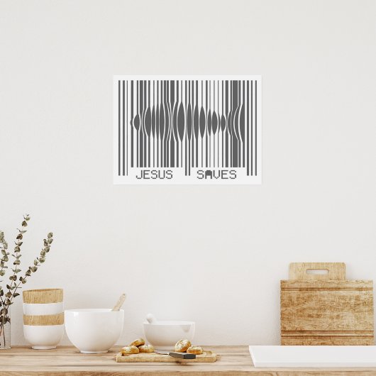 Barcode Jesus Saves Poster (Keuken)