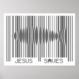 Barcode Jesus Saves Poster