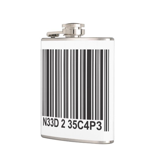 Barcode Leetspeech - Noodzaak om te ontsnappen Heupfles (Links)