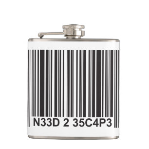 Barcode Leetspeech - Noodzaak om te ontsnappen Heupfles