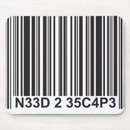 Barcode Leetspeech - Noodzakelijke Muismat (Voorkant)