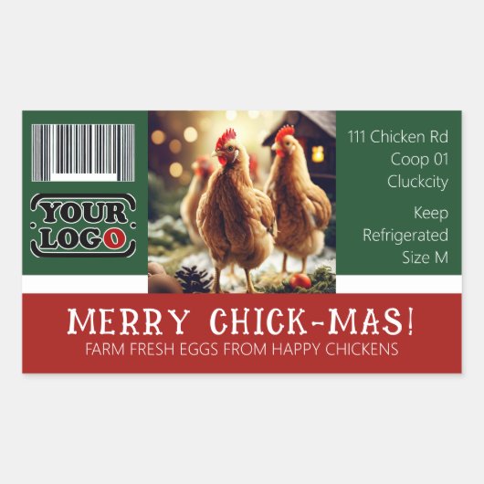 Barcode Logo Christmas Fun Quote Eikarton Kuikens Rechthoekige Sticker (Voorkant)
