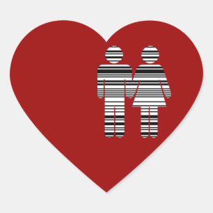 barcode man en vrouw hart sticker
