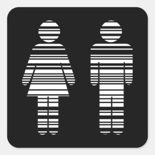 barcode meisje en jongen vierkante sticker