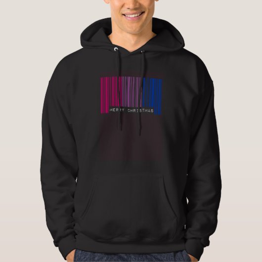 Barcode Merry Christmas Bisexual Pride Flag LGBTQ Hoodie (Voorkant)