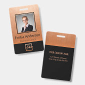 Barcode met bedrijfslogo en foto van werknemer badge (Voor- en achterkant)