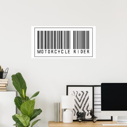Barcode Motorcycle Rider Poster (Thuiskantoor)