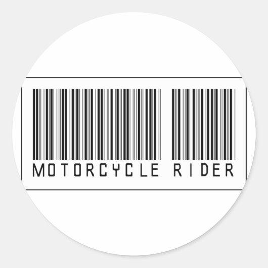 Barcode Motorcycle Rider Ronde Sticker (Voorkant)