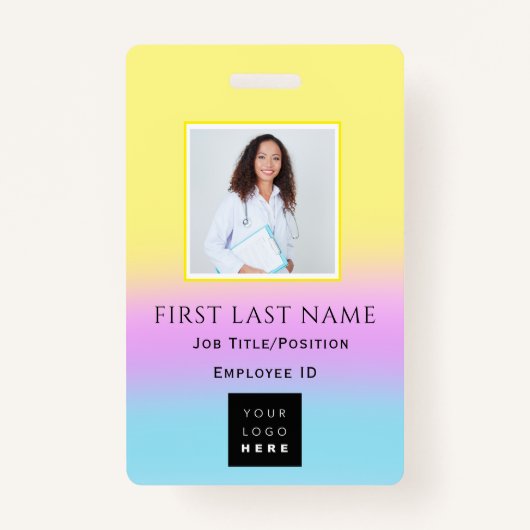 Barcode Naam foto ID Kaart Doctor Nurse Yellow Badge (Voorkant)