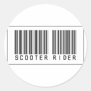 Barcode Scooter Rider Ronde Sticker