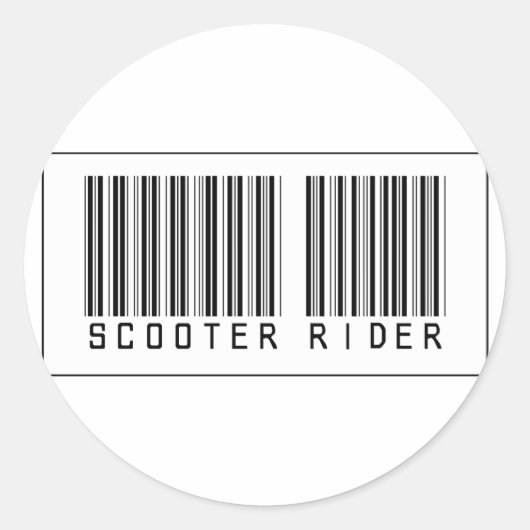 Barcode Scooter Rider Ronde Sticker (Voorkant)