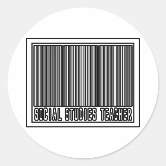 Barcode Social Studies Docent Ronde Sticker (Voorkant)