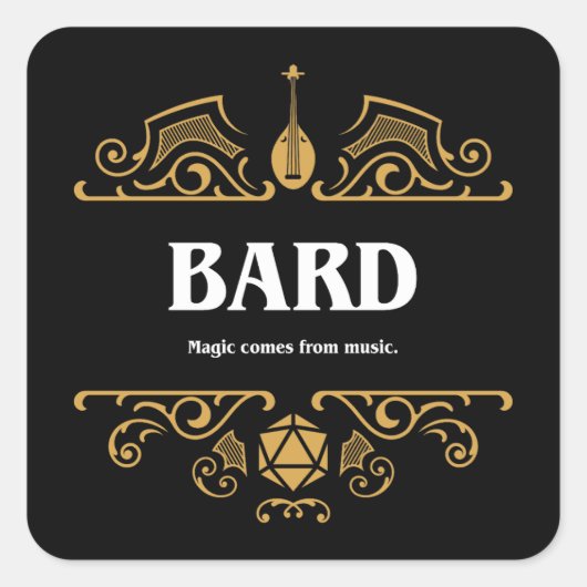 Bard Class Tabletop RPG Gaming Vierkante Sticker (Voorkant)