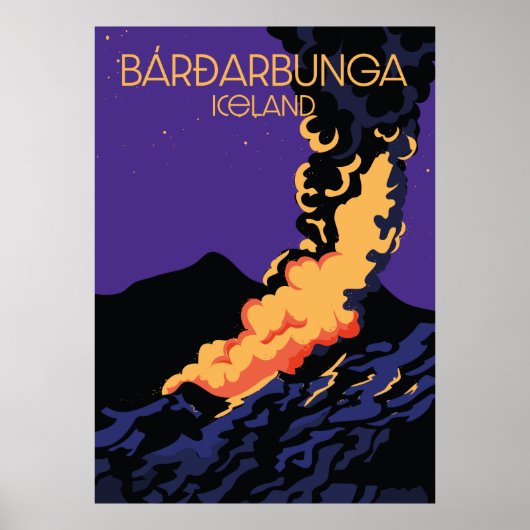 Bárðarbunga, ijsland reisposter, plaque poster (Voorkant)
