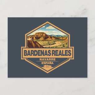 Bardenas Reales Spanje Travel Art Badge Briefkaart