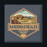 Bardenas Reales Spanje Travel Art Badge Magneet<br><div class="desc">Bardenas Reales gedaan in een  stijl embleem. De Bardenas Reales is een semi-woestijn natuurlijke regio,  of badlands,  van ongeveer 42.000 hectare in het zuidoosten van Navarra.</div>
