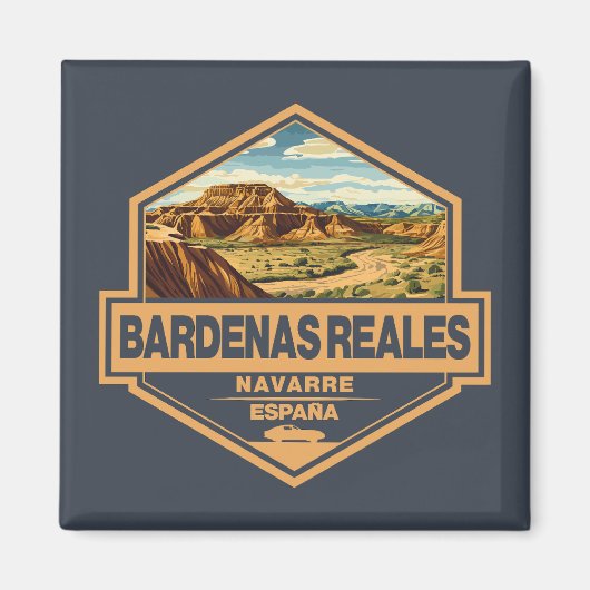 Bardenas Reales Spanje Travel Art Badge Magneet (Voorkant)