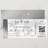 Barding Pass Destination Wedding QR code Kaart (Voorkant / Achterkant)
