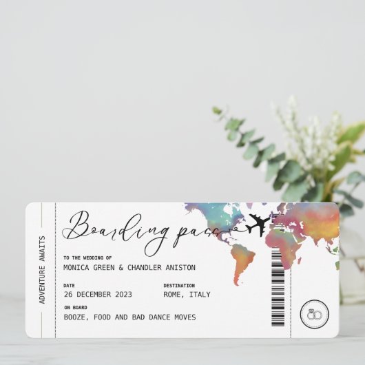 Barding Pass Destination Wedding QR code Kaart (Staand voorkant)