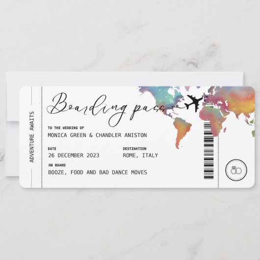 Barding Pass Destination Wedding QR code Kaart (Voorkant)