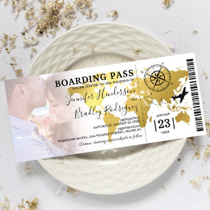Barding Pass Destination Wereldkaart Wedding Kaart