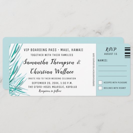 Barding Pass Palm Tropical Destination Wedding Kaart (Voorkant / Achterkant)