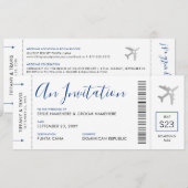 Barding Pass Plane Ticket Destination Wedding Kaart (Voorkant / Achterkant)
