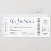 Barding Pass Plane Ticket Destination Wedding Kaart (Voorkant)
