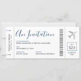 Barding Pass Plane Ticket Destination Wedding Kaart