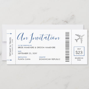 Barding Pass Plane Ticket Destination Wedding Kaart