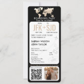 Barding Pass Plane Ticket Destination Wedding Kaart (Voorkant)