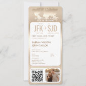 Barding Pass Plane Ticket Destination Wedding Kaart (Voorkant)