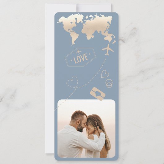 Barding Pass Plane Ticket Destination Wedding Kaart (Achterkant)