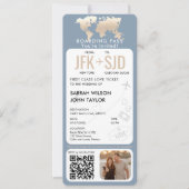 Barding Pass Plane Ticket Destination Wedding Kaart (Voorkant)