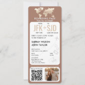 Barding Pass Plane Ticket Destination Wedding Kaart (Voorkant)